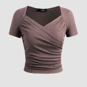 Jersey Sweetheart V Neck Short Sleeve Top